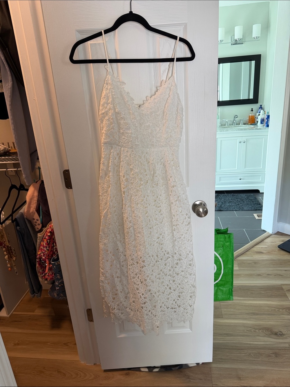 Astr White Lace Midi Dress with Spaghetti Straps